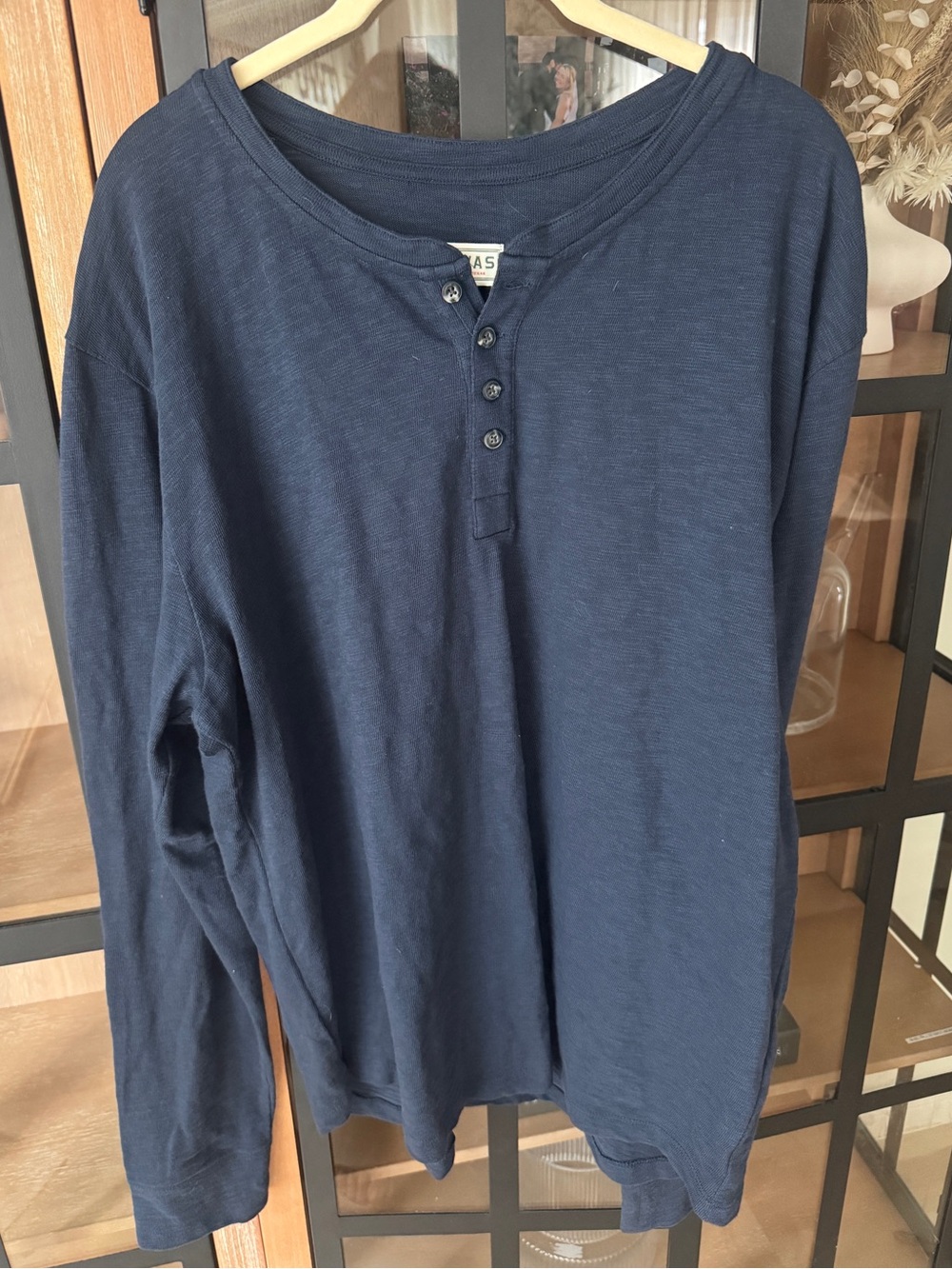Tecovas henley long sleeve shirt tee navy cotton